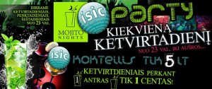 Mojito naktys kartu su ISIC kiekiveną ketvirtadienį