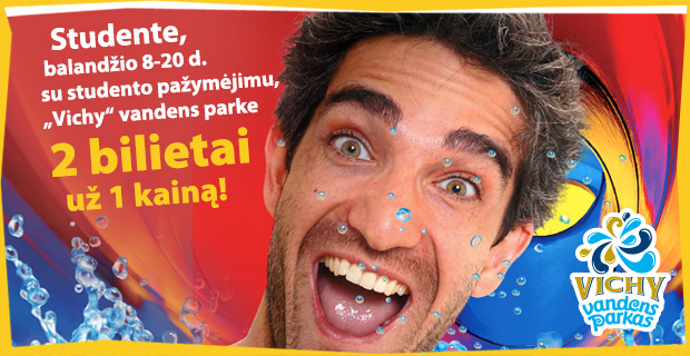 Pramogauk su ISIC! 2 bilietai už 1 bilieto kainą į „Vichy“ vandens parką!