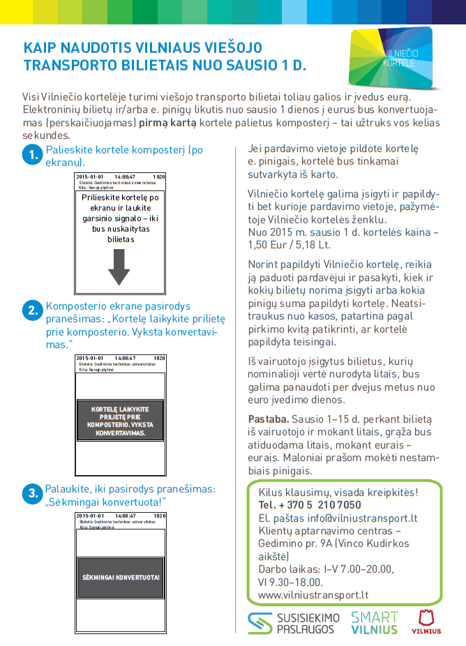 Kaip naudotis Vilniaus viešojo transporto bilietais nuo sausio 1 d.